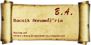 Bacsik Annamária névjegykártya